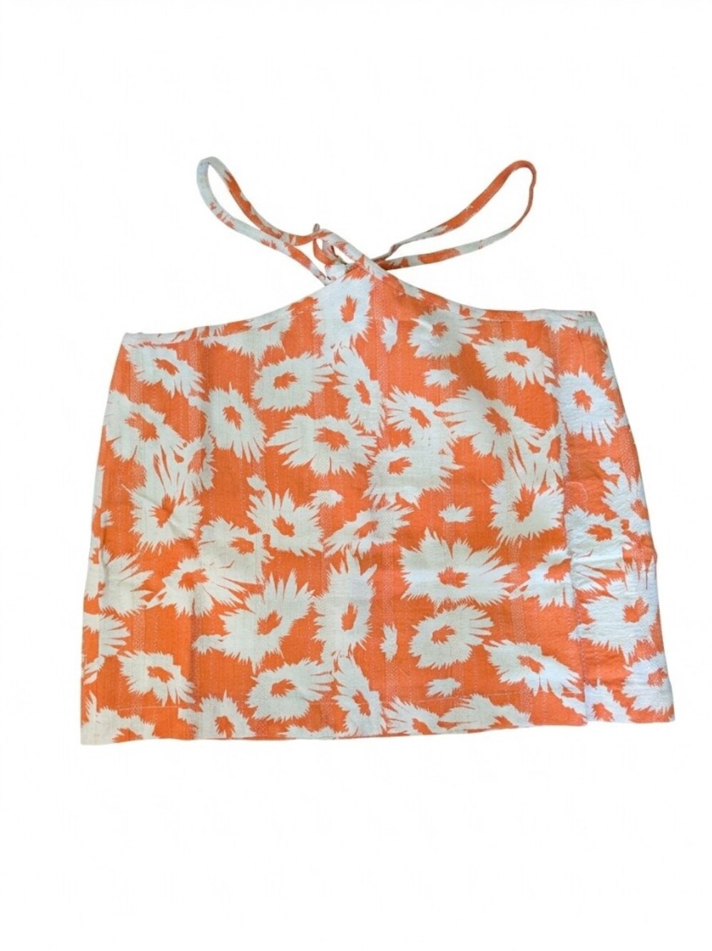 OLIVACEOUS Orange Floral Halter Top M NWT Summer Crop Camisole Linen Look Daisy